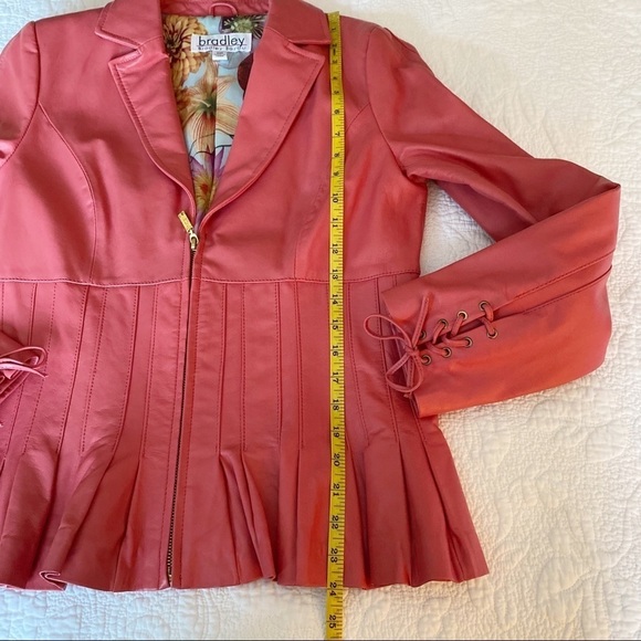 Bradley Bayou 100% Leather Peplum Ruffle Zip Front Jacket - XXS - Picture 12 of 15